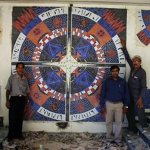 Glass Mosaic Mandala Mural